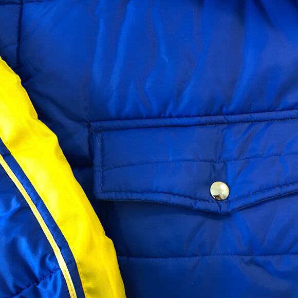 Vintage 1970’s Puffer Jacket Swingster Michelin Arctic Blue w/Yellow Mens Large - Picture 8 of 12